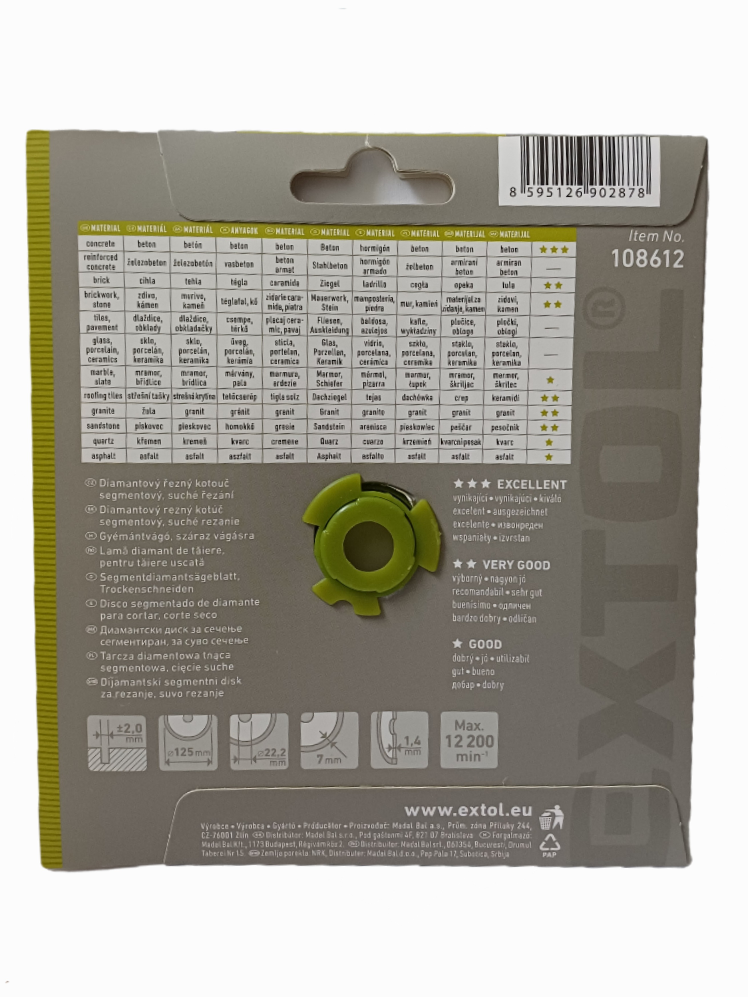 Gyémántvágó szegmenses; 125×22,2mm, max.12.250 ford/perc – galéria