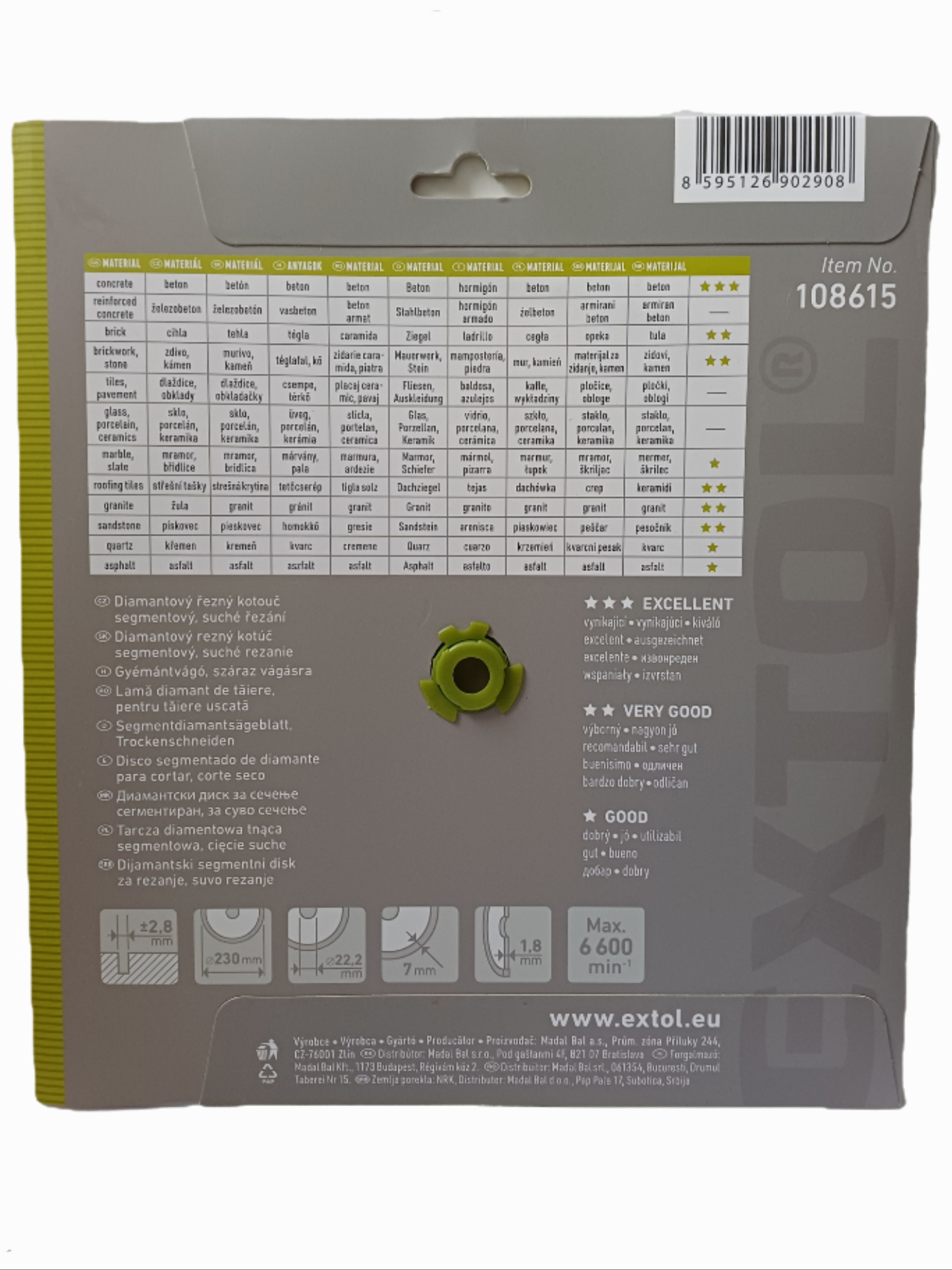 Gyémántvágó szegmenses; 230×22,2mm, max.6.650 ford/perc – galéria