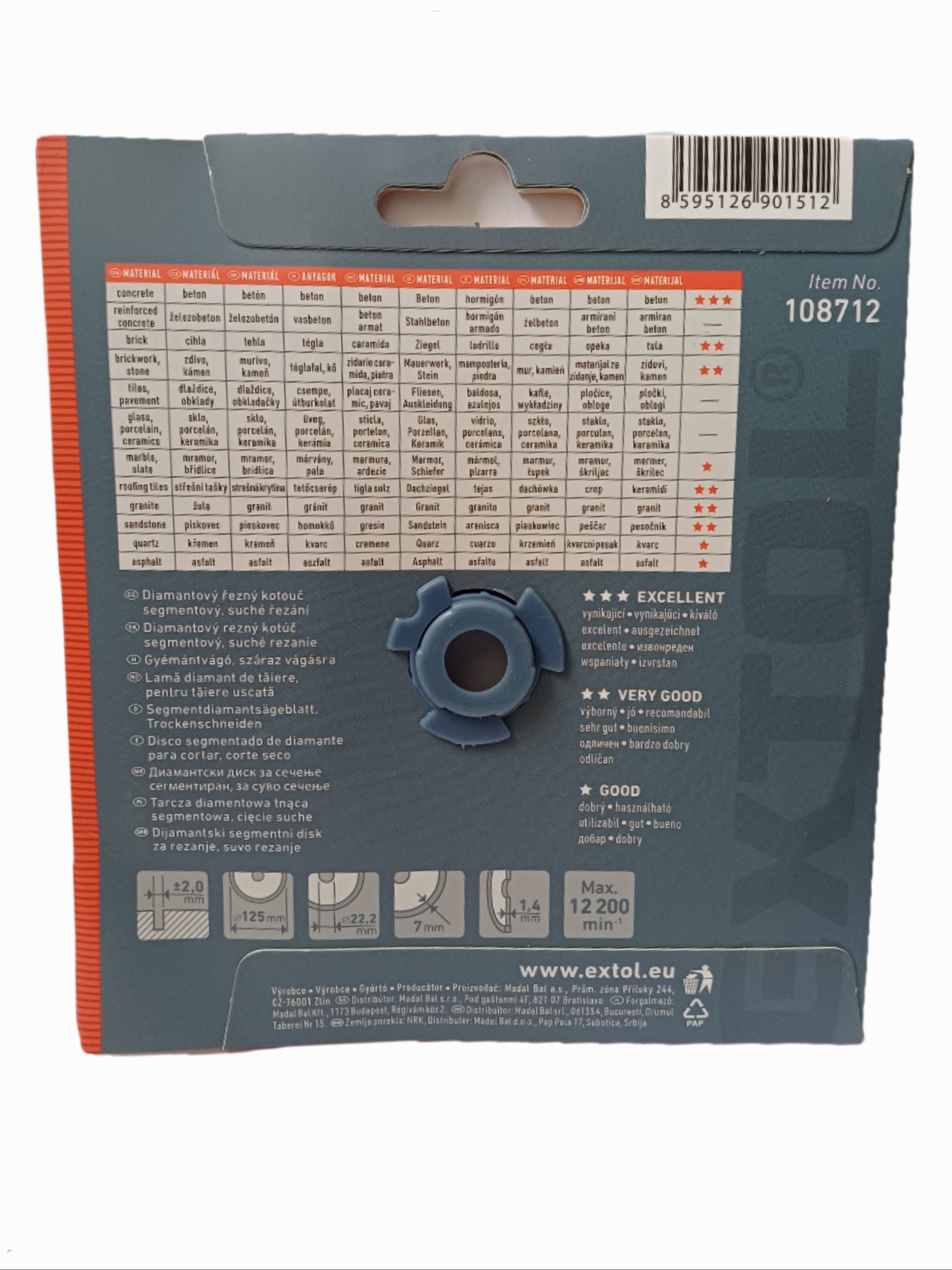 Gyémántvágó szegmenses; 125×22,2mm, max.12.250 f/min – galéria