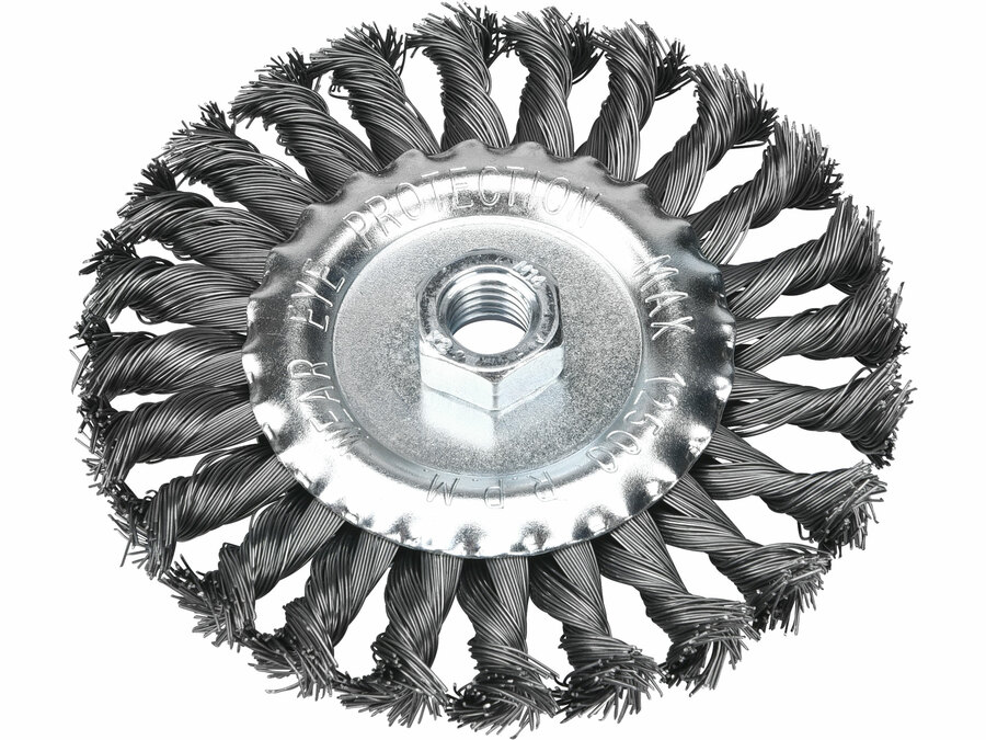 Drótcsiszoló körkefe sodort, M14×2 sarokcsiszolóra; 125mm, ford.: 12500/perc