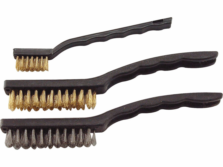 Drótkefe klt., 3 db: réz- és rozsdamentes acél szál