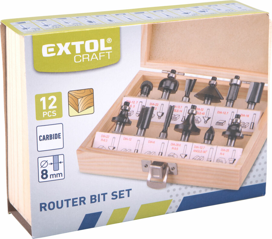 Felsőmaró fához, keményfém vágóéllel, 12db-os készlet – galéria