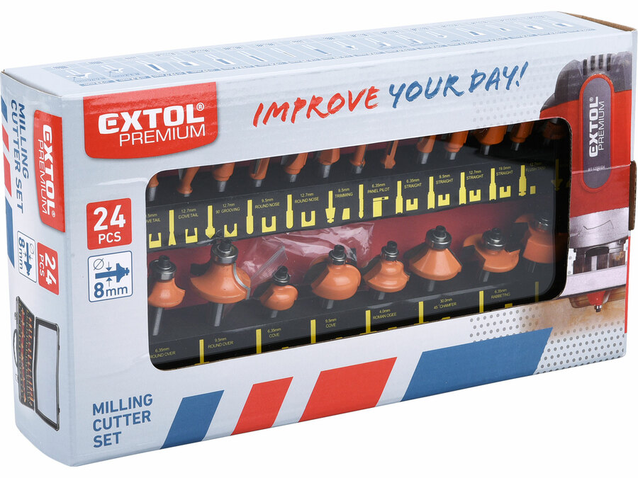 Felsőmaró fához, keményfém vágóéllel, 24db-os készlet – galéria