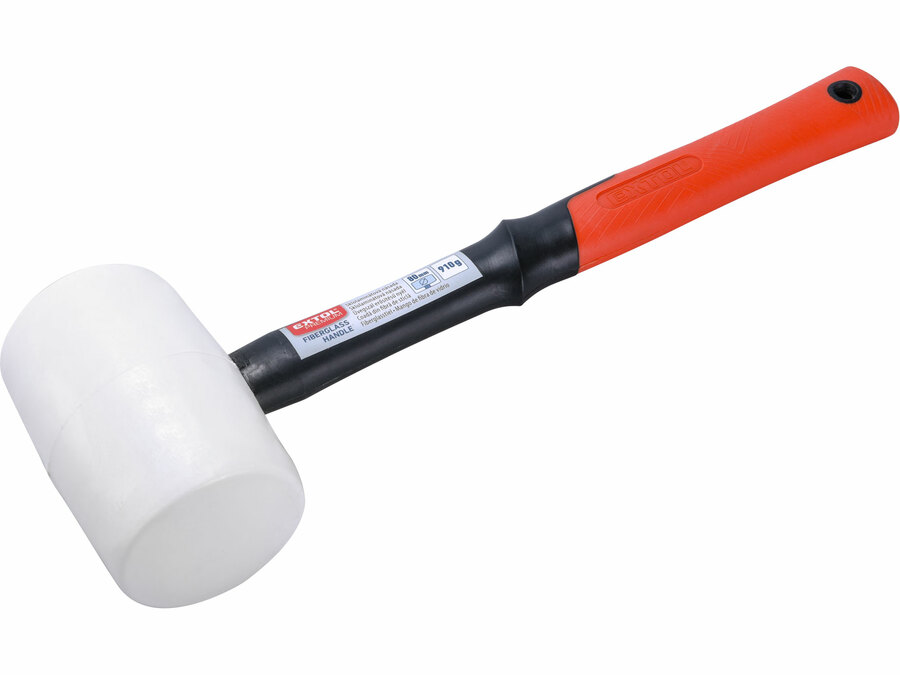 Gumikalapács üvegszálas nyéllel, fehér gumi ; 80 mm, 0,91 kg