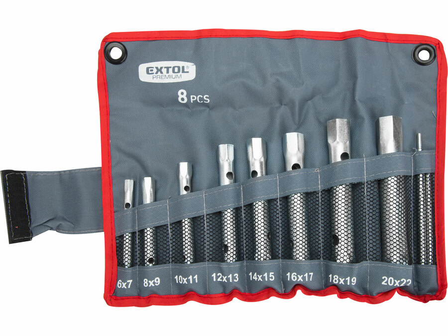 Csőkulcs, 10db-os készlet (8 csőkulcs+2 hajtóvas), 6-22mm, CrV  – galéria