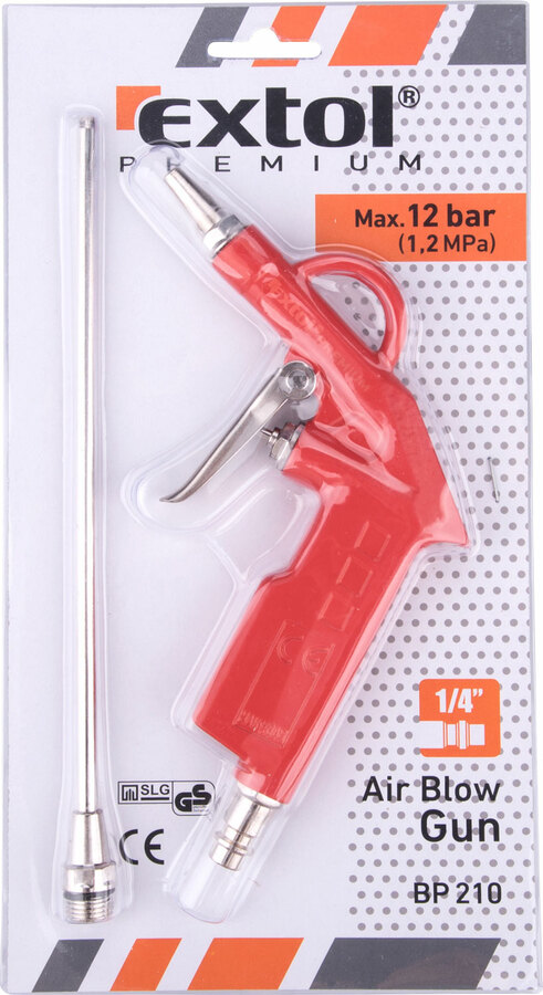 Lefúvató pisztoly, 21cm fúvókával, max. 8 Bar, 1/4" tömlőcsatlakozó – galéria