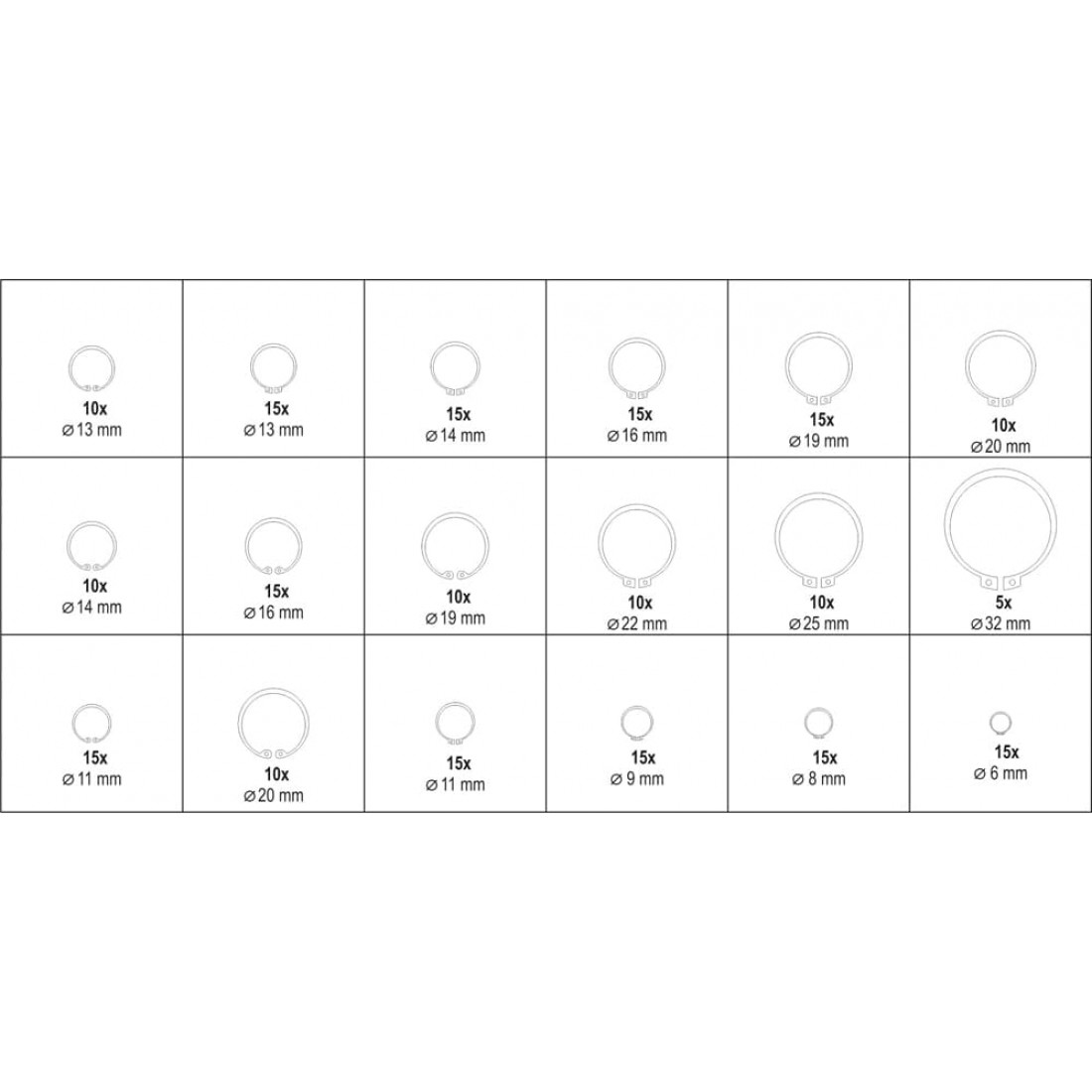 YATO Seeger gyűrű készlet külső-belső 225 db – galéria