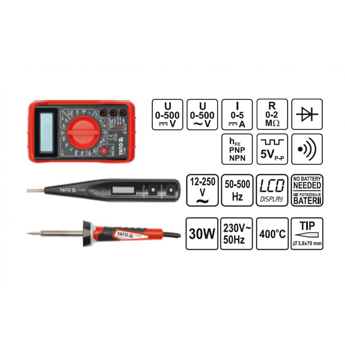 YATO Szerszámkészlet villanyszerelőknek 68 részes 1/4" – galéria